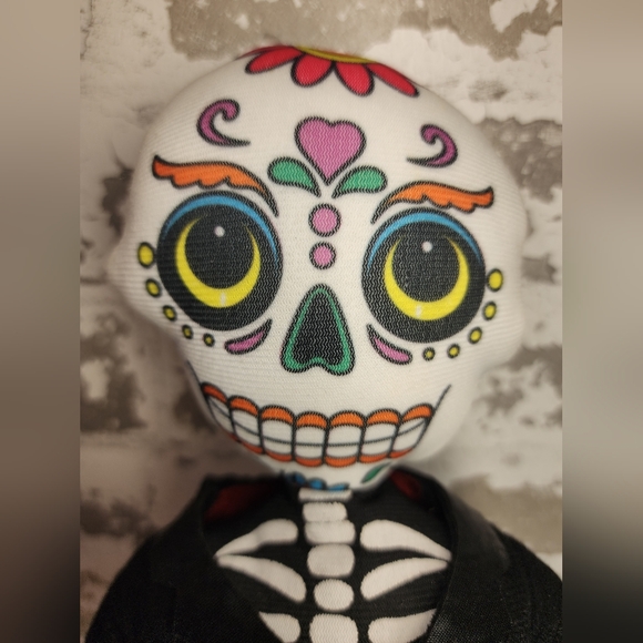 Day Of The Dead Skeleton Doll Striped Pants Shelf Sitter Halloween Holiday Home - Picture 8 of 16